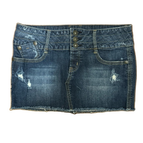 G by Guess Sachet Mini Denim Jean Skirt in Dark Destroy Wash Size 29 - Picture 7 of 12